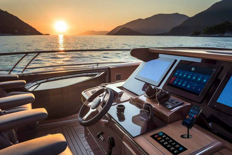 Modern dashboard design on a yacht with cruzo marine panel